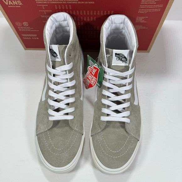 Vans Sk8-Hi Pig Suede Moss Gray Snow White High Top Sneakers Men 11.5 Women 13 - Picture 2 of 12